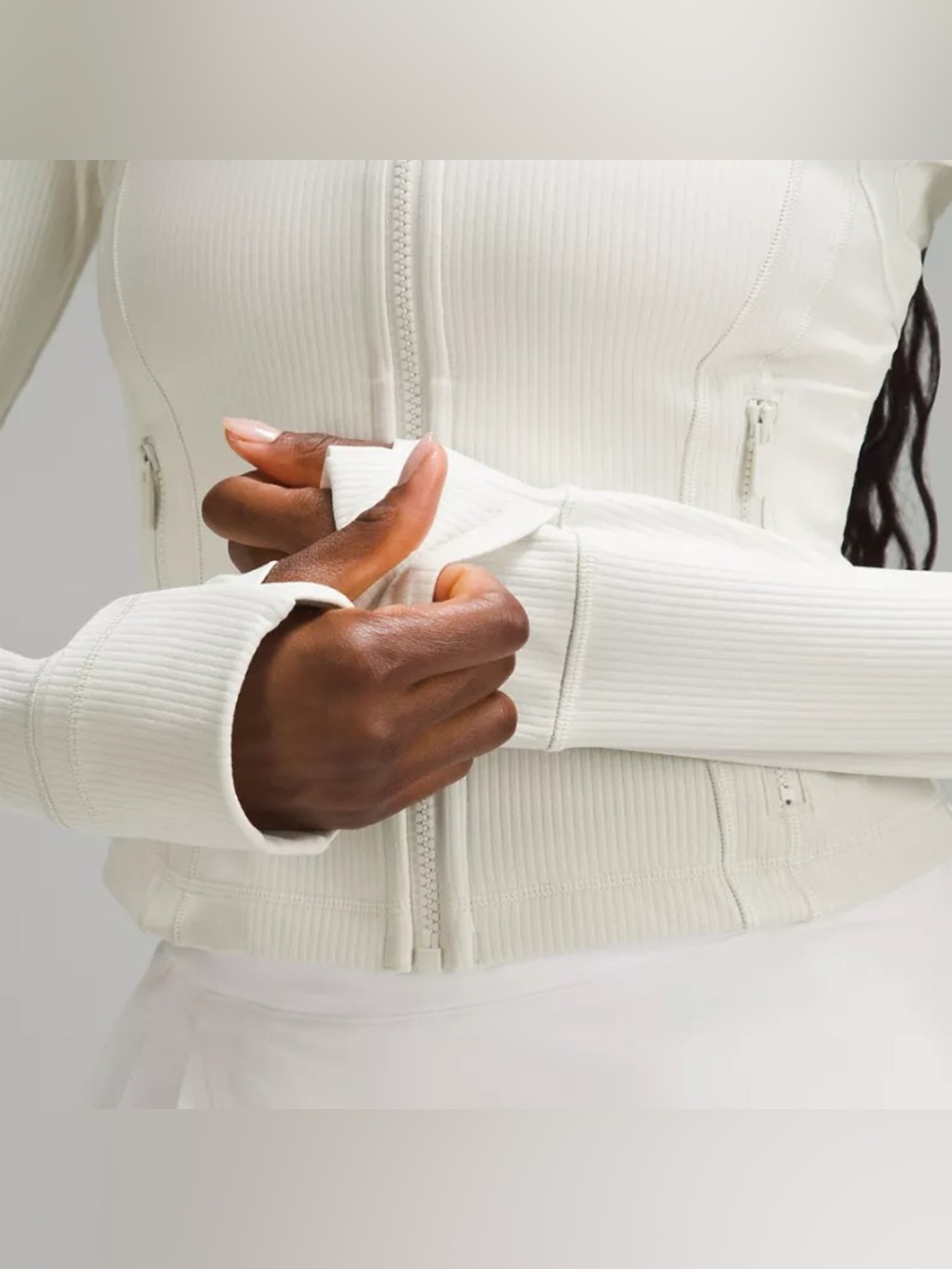 Lululemon Define Cropped Jacket Ribbed Nulu Shine Women’s Size 4 White Ivory - Picture 6 of 10